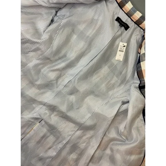 Talbots women's 6 pink navy blue plaid long sleeve single button suit blazer NWT - Picture 6 of 8